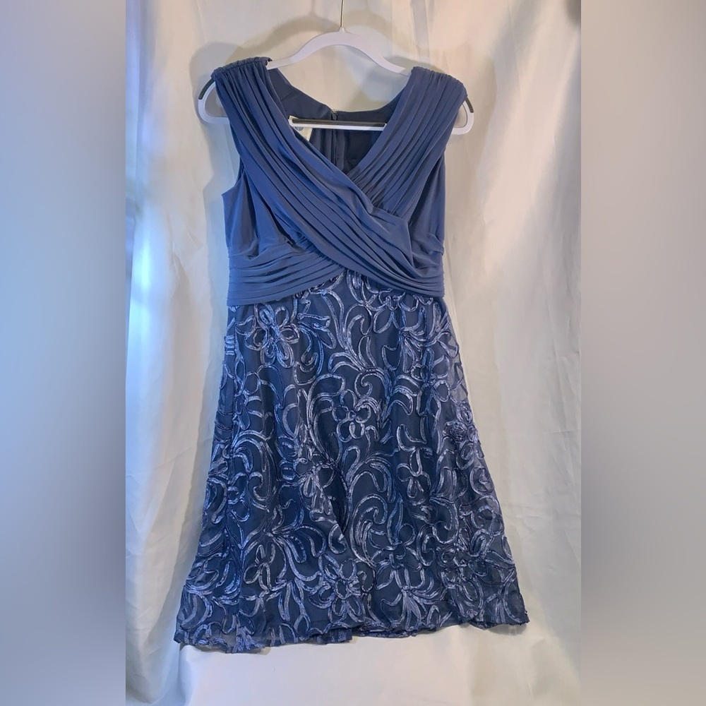 Patra Dress Size 12 Formal Fairy Cocktail Blue Sleeveless Embroidered Lace